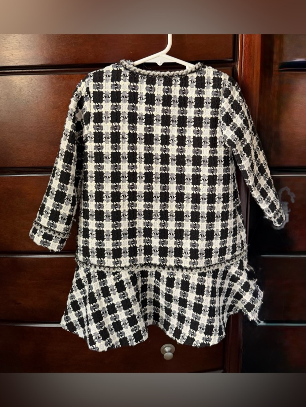 Blueberi Boulevard 3T Tweed Coat & Tutu Dress Set - Black White Plaid 2pc - Picture 5 of 5